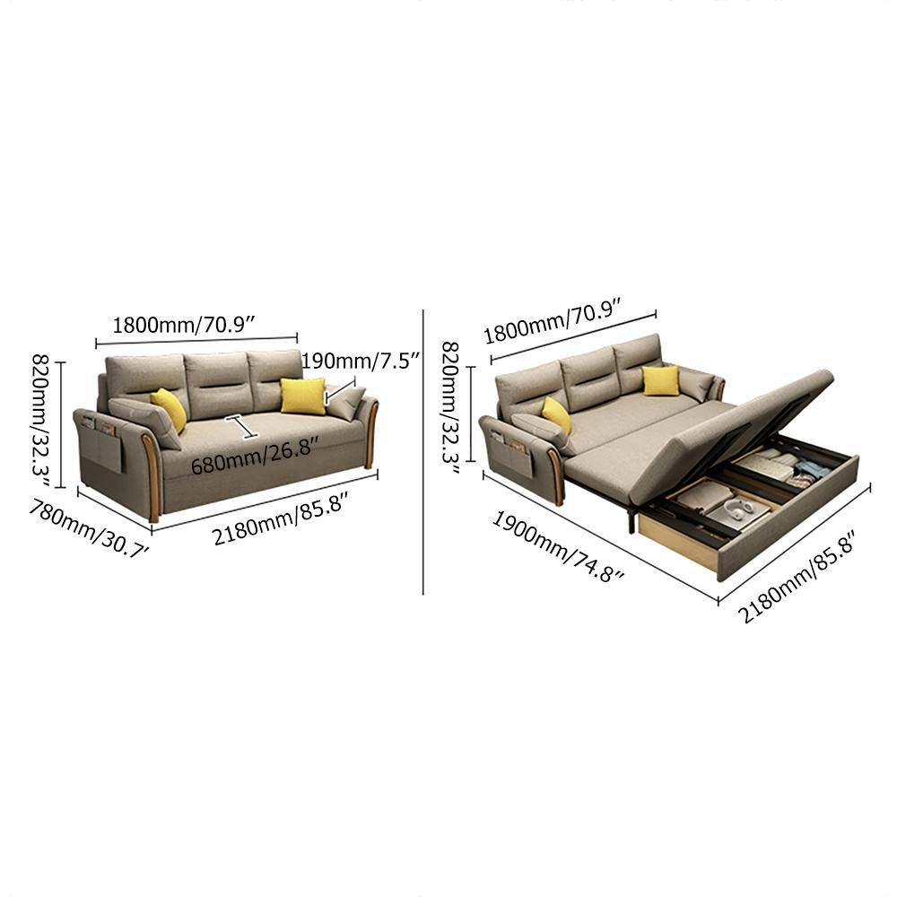 Full Sleeper Sofa Cotton&linen Upholstered Convertible Sofa with Storage 3 Function-Richsoul-Daybeds,Furniture,Living Room Furniture