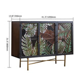 41" Modern Sideboard Buffet Colored Drawing Surface Tempered Glass Doors and Shelves in Gold