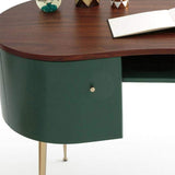 Mid Century Modern Curved Office Desk Computer Desk with Shelf & Storage-Desks,Furniture,Office Furniture