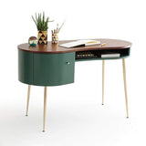 Mid Century Modern Curved Office Desk Computer Desk with Shelf & Storage-Desks,Furniture,Office Furniture
