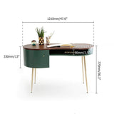 Mid Century Modern Curved Office Desk Computer Desk with Shelf & Storage-Desks,Furniture,Office Furniture