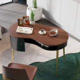 Mid Century Modern Curved Office Desk Computer Desk with Shelf & Storage-Desks,Furniture,Office Furniture