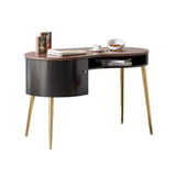 Mid Century Modern Curved Office Desk Computer Desk with Shelf & Storage-Desks,Furniture,Office Furniture