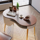 Mid Century Modern Curved Office Desk Computer Desk with Shelf & Storage-Desks,Furniture,Office Furniture
