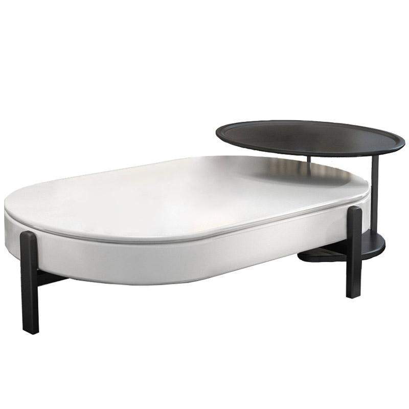Lift Top Storage Lacquer Coffee Table And Side Table Set in White & Black-Richsoul-Coffee Tables,Furniture,Living Room Furniture