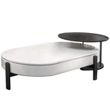 Lift Top Storage Lacquer Coffee Table And Side Table Set in White & Black-Richsoul-Coffee Tables,Furniture,Living Room Furniture