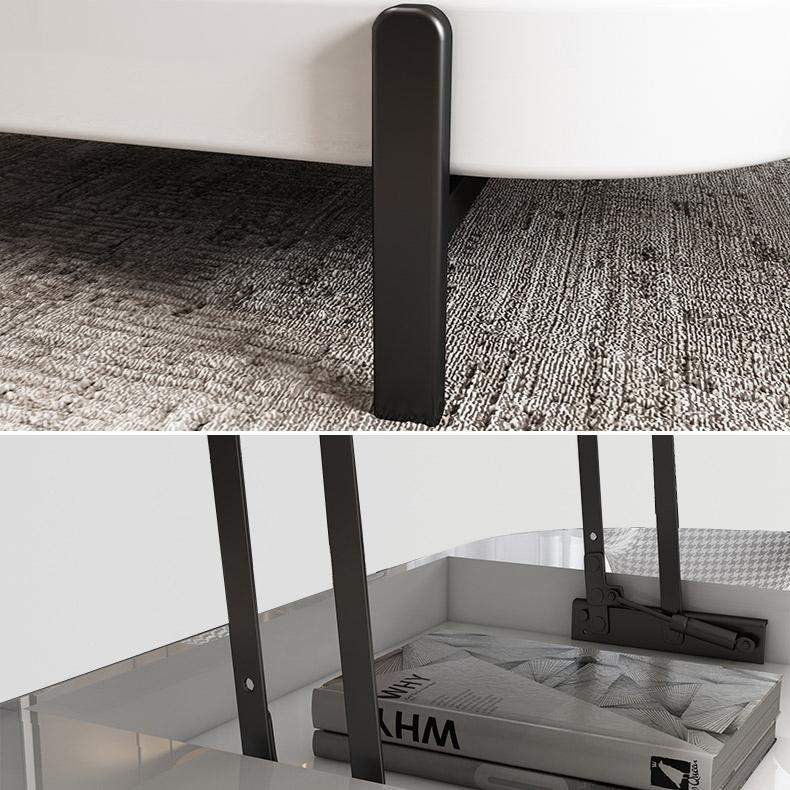 Lift Top Storage Lacquer Coffee Table And Side Table Set in White & Black-Richsoul-Coffee Tables,Furniture,Living Room Furniture