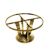 47" Modern Round Faux Marble Top Dining Table with Stainless Steel Base in Beige