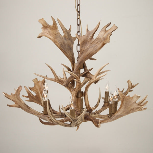 Faux Antler 43" Wide Rustic Cascade Antler Chandelier 8 Candle Lights