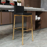 Black Counter Height Bar Stool Faux Leather Upholstery Counter Stool Footrest Set of 2