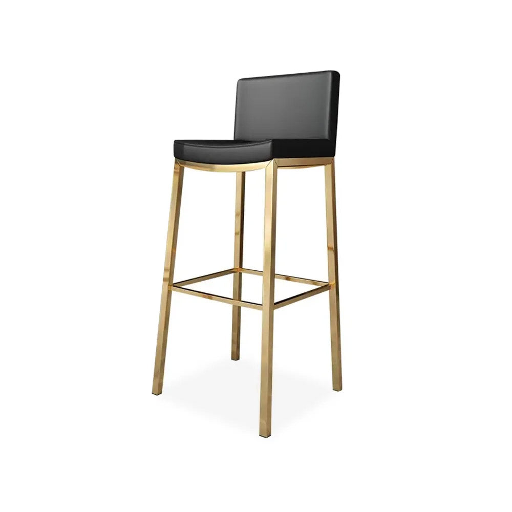 Black Counter Height Bar Stool Faux Leather Upholstery Counter Stool Footrest Set of 2