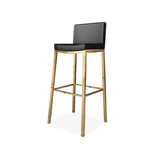 Black Counter Height Bar Stool Faux Leather Upholstery Counter Stool Footrest Set of 2