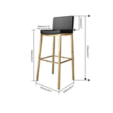 Black Counter Height Bar Stool Faux Leather Upholstery Counter Stool Footrest Set of 2