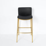 Black Counter Height Bar Stool Faux Leather Upholstery Counter Stool Footrest Set of 2