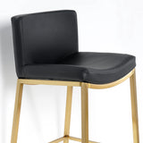Black Counter Height Bar Stool Faux Leather Upholstery Counter Stool Footrest Set of 2