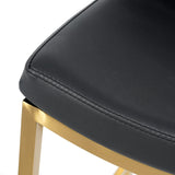 Black Counter Height Bar Stool Faux Leather Upholstery Counter Stool Footrest Set of 2