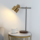 Modern Table Lamp with Wireless Charger USB 1-Light Desktop Touch Lamp in Black & Gold