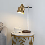 Modern Table Lamp with Wireless Charger USB 1-Light Desktop Touch Lamp in Black & Gold
