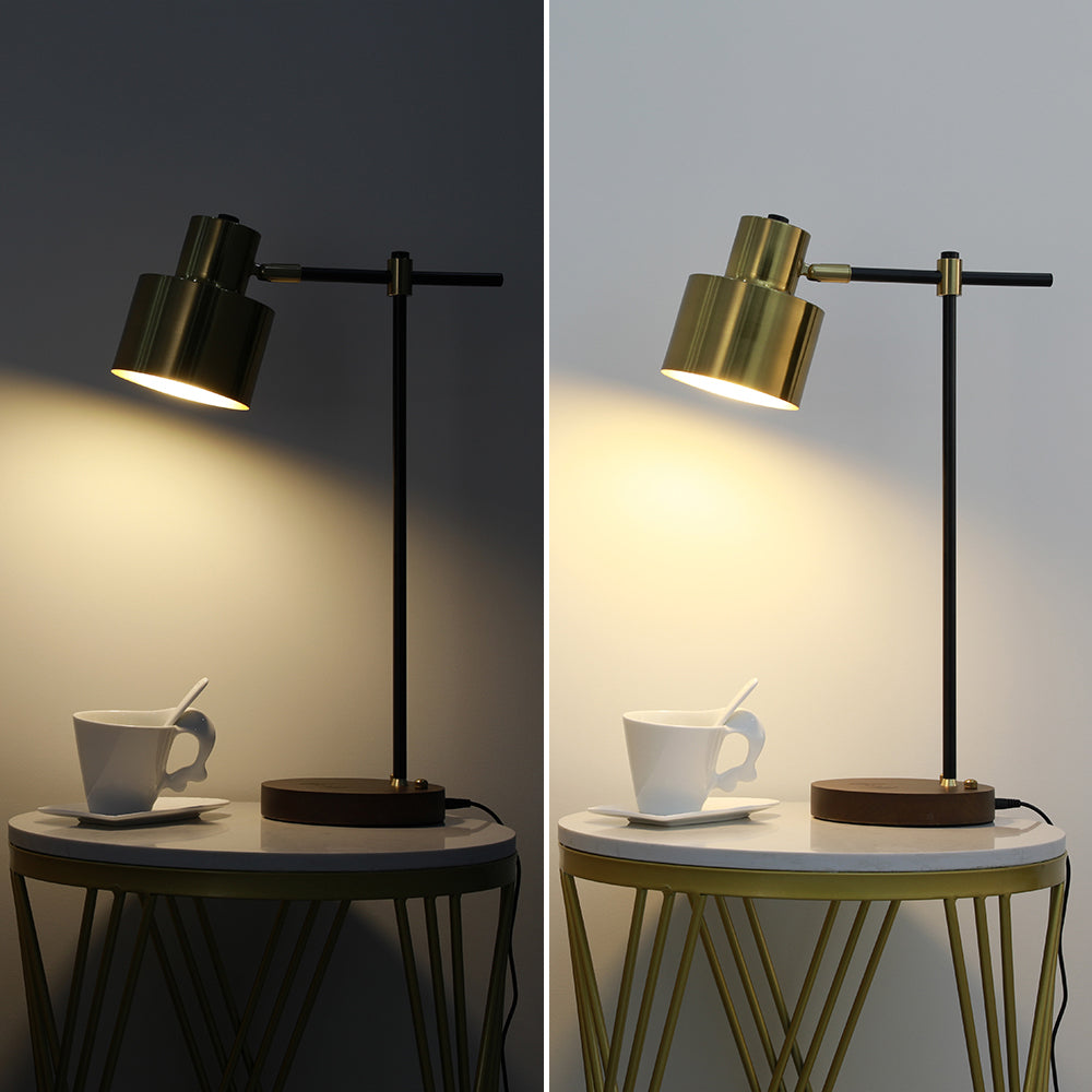 Modern Table Lamp with Wireless Charger USB 1-Light Desktop Touch Lamp in Black & Gold