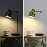 Modern Table Lamp with Wireless Charger USB 1-Light Desktop Touch Lamp in Black & Gold