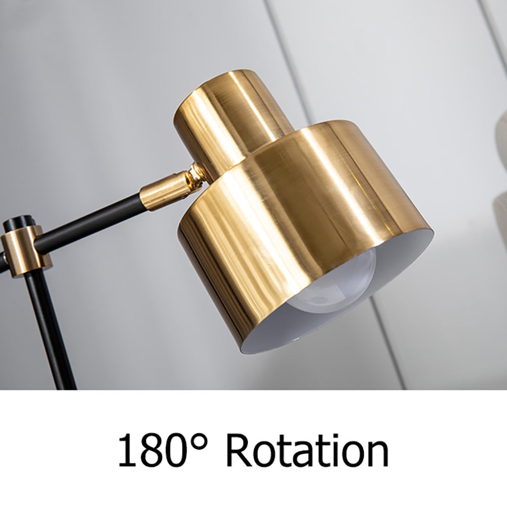 Modern Table Lamp with Wireless Charger USB 1-Light Desktop Touch Lamp in Black & Gold
