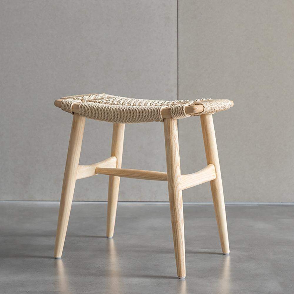 Natural Rattan Ash Wood Stool Ottoman Stool-Furniture,Living Room Furniture,Ottomans & Benches