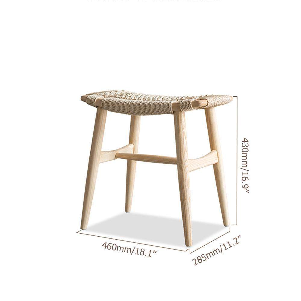 Natural Rattan Ash Wood Stool Ottoman Stool-Furniture,Living Room Furniture,Ottomans & Benches