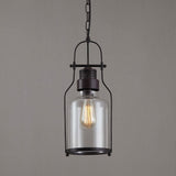 Industrial 1-Light Rust Metal Glass Lantern Pendant Light