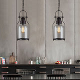 Industrial 1-Light Rust Metal Glass Lantern Pendant Light