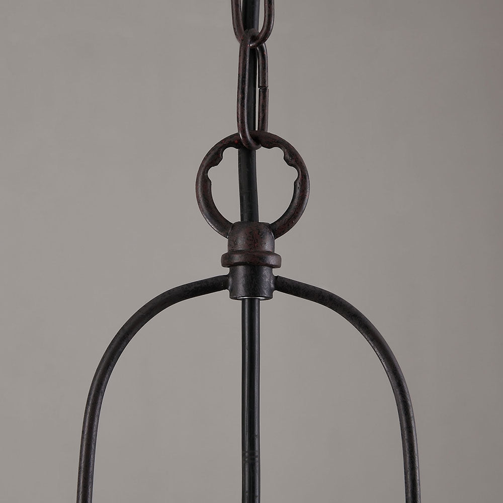 Industrial 1-Light Rust Metal Glass Lantern Pendant Light