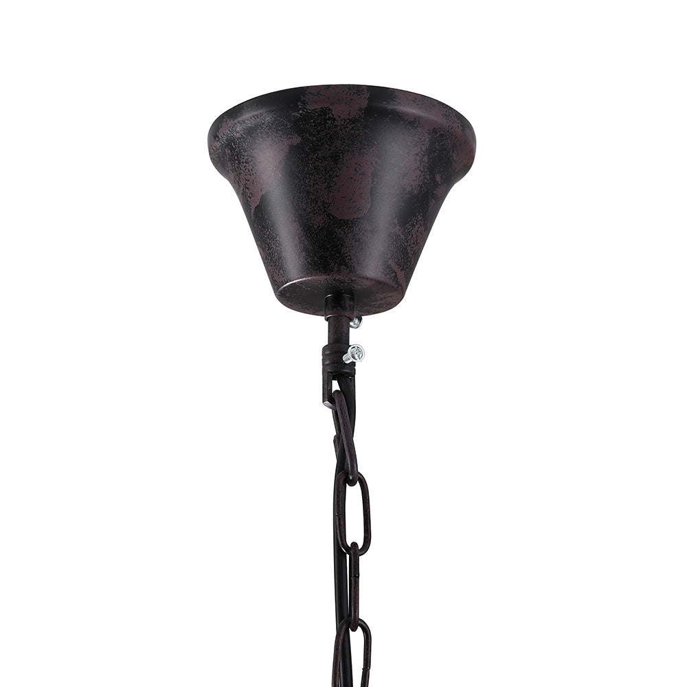 Industrial 1-Light Rust Metal Glass Lantern Pendant Light