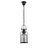 Industrial 1-Light Rust Metal Glass Lantern Pendant Light