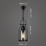Industrial 1-Light Rust Metal Glass Lantern Pendant Light