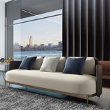 Modern Mid-Century Upholstered Sofa White & Gray Linen Brushed  Microfiber Leather Sofa-Richsoul-Furniture,Living Room Furniture,Sofas & Loveseats