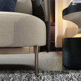 Modern Mid-Century Upholstered Sofa White & Gray Linen Brushed  Microfiber Leather Sofa-Richsoul-Furniture,Living Room Furniture,Sofas & Loveseats
