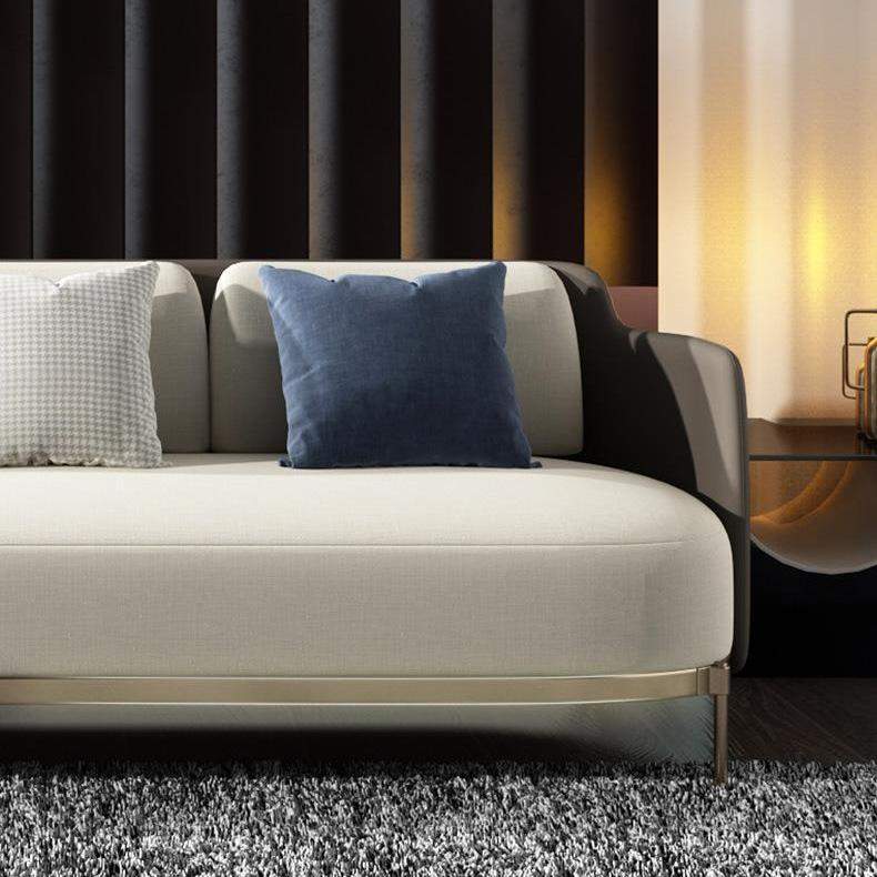 Modern Mid-Century Upholstered Sofa White & Gray Linen Brushed  Microfiber Leather Sofa-Richsoul-Furniture,Living Room Furniture,Sofas & Loveseats