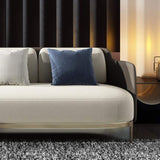 Modern Mid-Century Upholstered Sofa White & Gray Linen Brushed  Microfiber Leather Sofa-Richsoul-Furniture,Living Room Furniture,Sofas & Loveseats