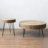 Solid Wood 2 Piece Nesting Coffee Table 3 Leg Natural Wood Veneer-Richsoul-Coffee Tables,Furniture,Living Room Furniture
