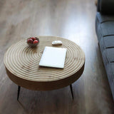 Solid Wood 2 Piece Nesting Coffee Table 3 Leg Natural Wood Veneer-Richsoul-Coffee Tables,Furniture,Living Room Furniture