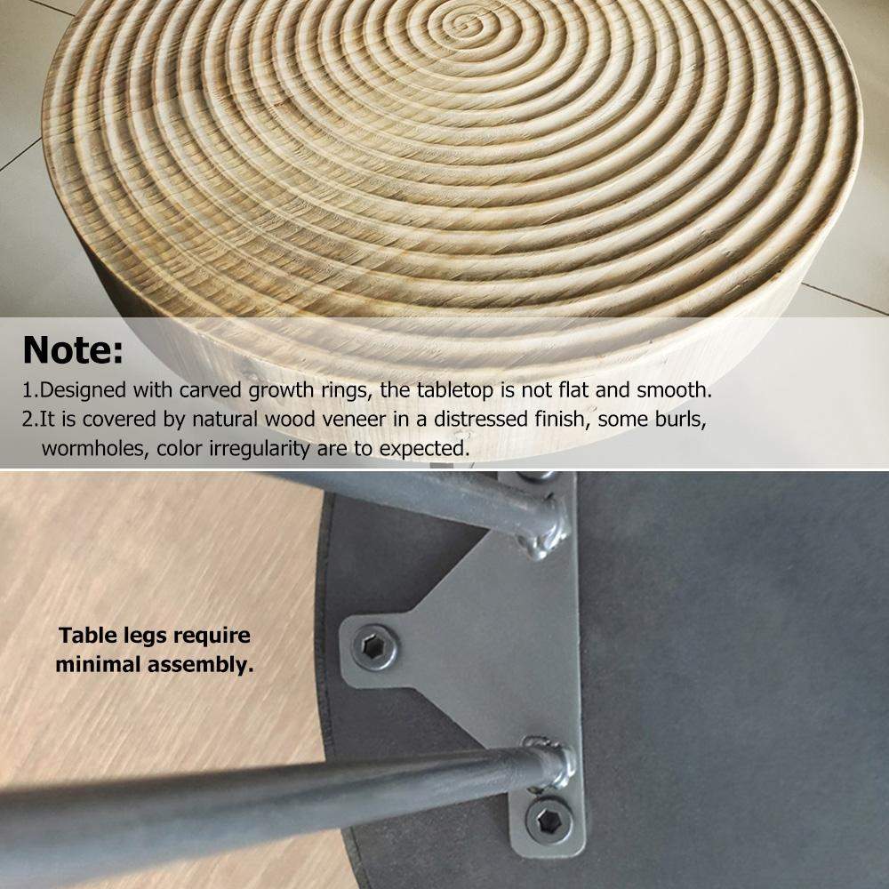 Solid Wood 2 Piece Nesting Coffee Table 3 Leg Natural Wood Veneer-Richsoul-Coffee Tables,Furniture,Living Room Furniture