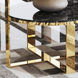 Round Black Marble Gold End Table with Storage Nightstand 2 Tier-Richsoul-End & Side Tables,Furniture,Living Room Furniture