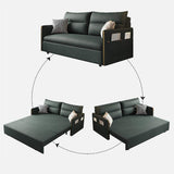64" Sleeper Sofa Bed Convertible Sofa with Storage Leath-aire Upholstery in Green-Richsoul-Daybeds,Furniture,Living Room Furniture