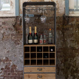 Industrial Loft Bar Cabinet with Storage Wine Glass Holders & Wine Grids & 3 Drawers