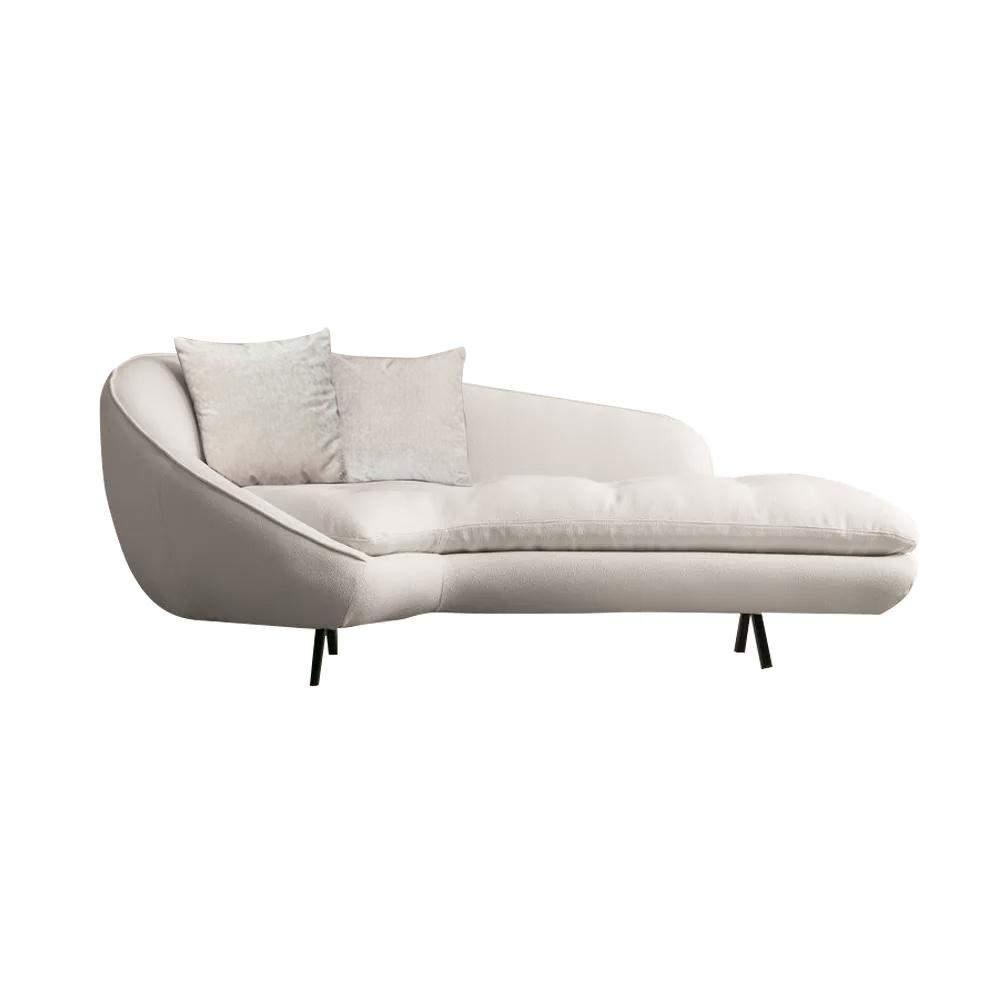 Modern Chaise Longue Sofa Upholstered Linen Sofa 3-Seater Sofa in Steel Legs-Richsoul-Furniture,Living Room Furniture,Sofas & Loveseats