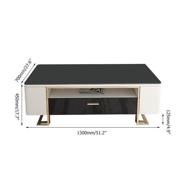 51.2" Hoxo Storage Tempered Glass Top Coffee Table with 2 Drawers & 4 Doors & Shelf-Richsoul-Coffee Tables,Furniture,Living Room Furniture