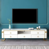 White TV Stand Modern Gold TV Console with Storage Media Cabinet for TVs Up to 78 Inches-Richsoul-Furniture,Living Room Furniture,TV Stands