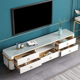 White TV Stand Modern Gold TV Console with Storage Media Cabinet for TVs Up to 78 Inches-Richsoul-Furniture,Living Room Furniture,TV Stands
