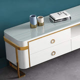 White TV Stand Modern Gold TV Console with Storage Media Cabinet for TVs Up to 78 Inches-Richsoul-Furniture,Living Room Furniture,TV Stands