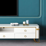 White TV Stand Modern Gold TV Console with Storage Media Cabinet for TVs Up to 78 Inches-Richsoul-Furniture,Living Room Furniture,TV Stands