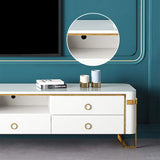White TV Stand Modern Gold TV Console with Storage Media Cabinet for TVs Up to 78 Inches-Richsoul-Furniture,Living Room Furniture,TV Stands